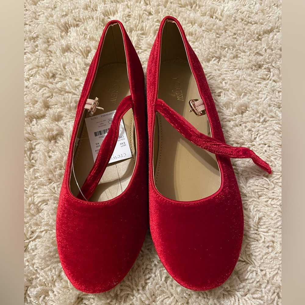 Crewcuts k5 red velvet girls flats shoes nwt